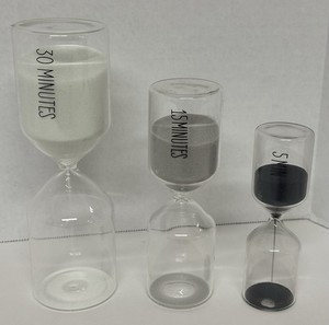 Lot Of 3 Hourglasses 3 Sizes 3 Times 3 Colors Of Sand Very Nice! Hourglass