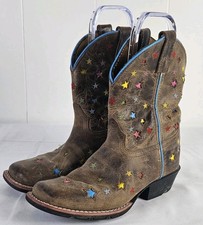 Dan Post Starlett Kid Sz 3 D Multicolor Stars Leather Western Boot Cowgirl Note 