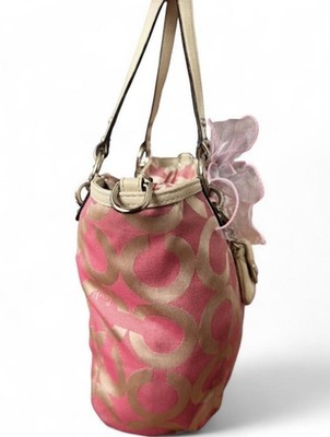 2009 Coach Poppy Signature Glam Tote Pink And Champagne C  display picture 1