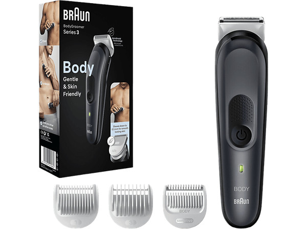 Afeitadora corporal - Braun BodyGroomer Series 3 BG3340, Tecnología Skinshield,