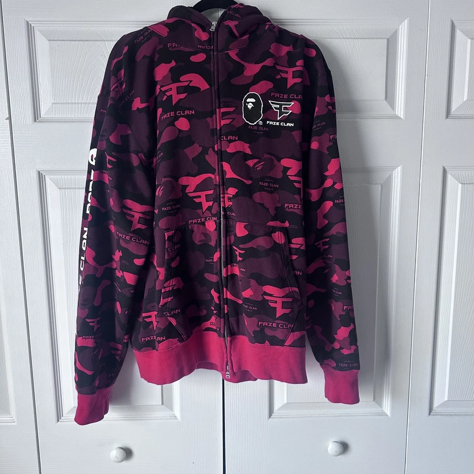 BAPE × FaZe Clan Collaboration Full Zip Hoodie Red Camouflage - 2XL - Image 3 of 4