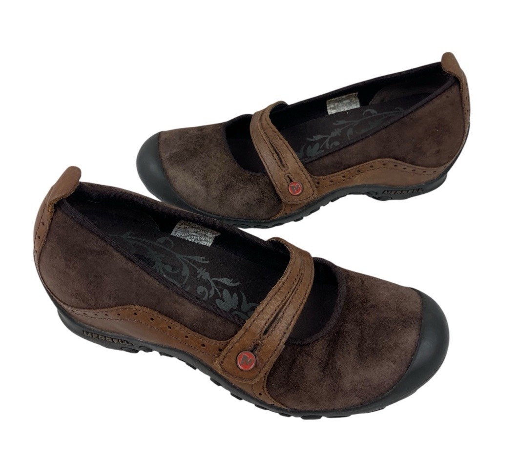 Scarpe a fascia Merrell Plaza donna taglia 6 pelle marrone Mary Jane comode attive