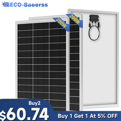 400W Solar Panel 12V Battery Charger (200w*2) 18BB N-Type RV Car  Home Off-Grid