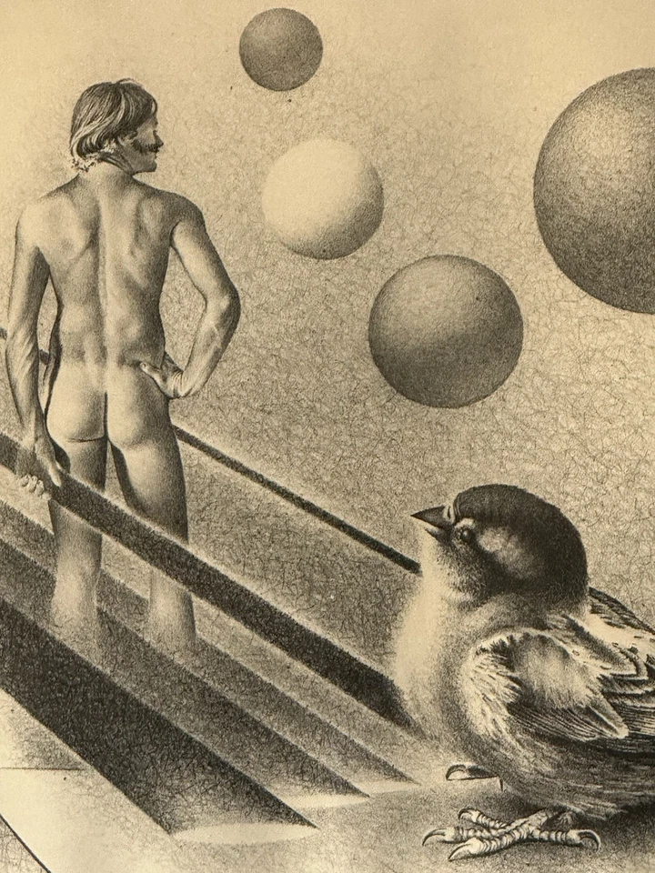 VINTAGE MODERN ART FIGURATIVE SURREALIST LITHOGRAPH SURREALISM WIRTH 1960s - Image 2 of 4