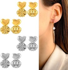 4 Pairs Earring Backs for Droopy Ears, Earring Lifter for Heavy Support Backs La