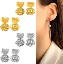 4 Pairs Earring Backs for Droopy Ears, Earring Lifter for Heavy Support Backs La