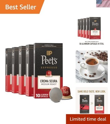 Medium Roast Nespresso Espresso Capsules - 50 Count, 100% Arabica, Intensity 9