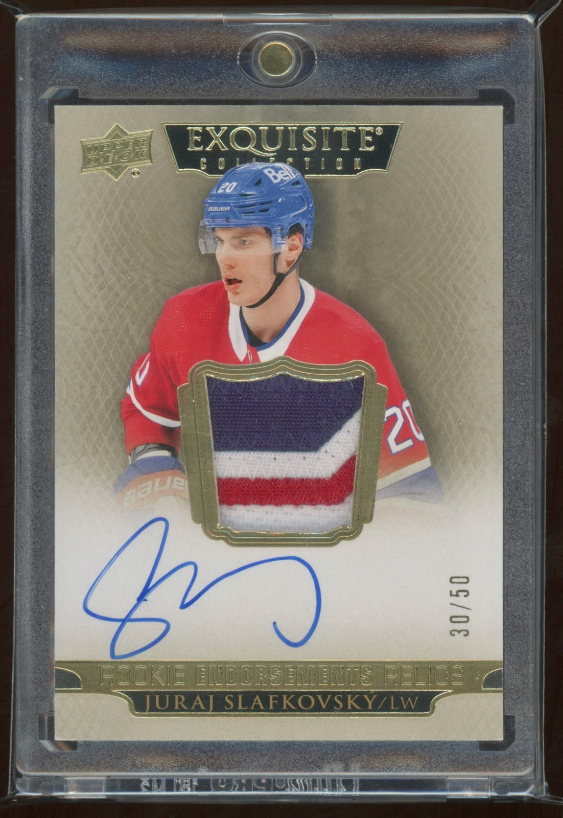 2022-23 Exquisite Collection Endorsements Relics Juraj Slafkovsky 30/50 RC AUTO
