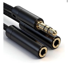 3.5mm Nylon-Braided Headphone Y Splitter, Male to 2 Female, Hi-Fi Audio for Phon