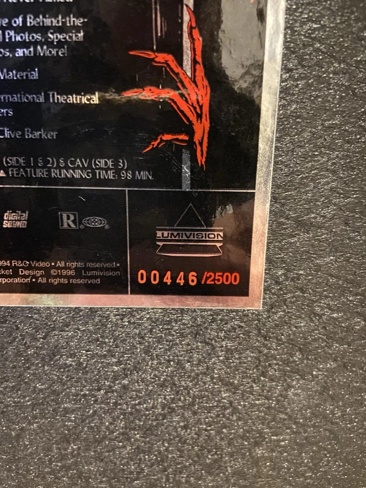 Hellraiser Box Set LASERDISC 446/2500 Plus Hellraiser Comic Signed - Image 3 of 4