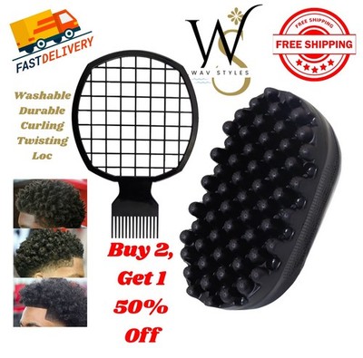 Rubber Hair Twist Curl Brush W/ Twisting Comb Durable for Curly Afro Dread Style