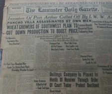 JULY 20, 1923 NEWSPAPER PAGE #2554- PANCHO VILLA ASSASSINATED BY HIS OWN MEN- 2P