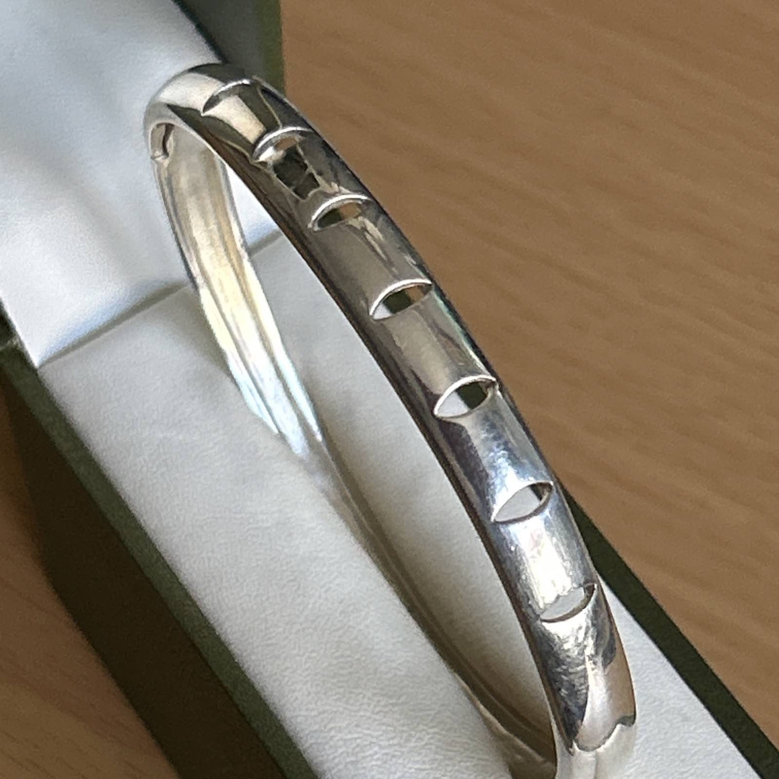 925 Silver cutout Design opening Bangle / Fully H… - image 1