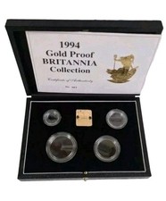 1994 Britannia Four-Coin Set Gold Proof Box, Coa and Capsules.NO COINS.