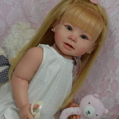 28inch Lifelike Finished Reborn Baby Doll Toddler Girl Yellow Hair