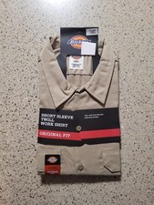 Dickies Mens Size 2XL Desert Sand Tan Short Sleeve Twill Button Down Work Shirt