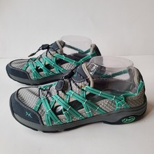Chaco Women's Performance Water Hiking Shoes Gray Aqua Size 8.5 Outdoors Camping