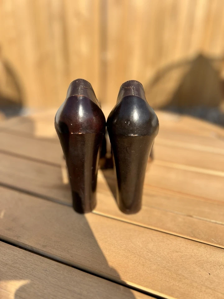 *RARO* Tacones Oxford Plataforma Marni Vintage Talla 6.5 Cuero Marrón Auténticos Foto 4 de 4