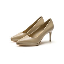 Zapatos De Tacón 8 Cm Oficina Cómodos Beige Elegantes De Piel Sintética 35256