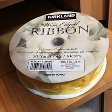 Kirkland Wire Edge Ribbon 1.5 in. x 50 Yards Yellow daisy Ribbon NEW Sealed C8