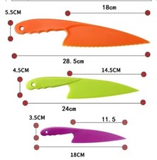 3 Piece Kids Colorful Knife Set Plastic Kitchen Cooking Knives For Children
