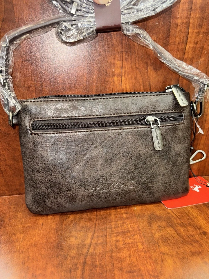 Muñequera Bandolera Montana West Marrón Oscuro Embellecida Tachonada Foto 3 de 4