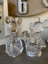 Disney Lenox Mickey & Minnie Mouse Crystal Salt & Pepper Shakers With Box Papers