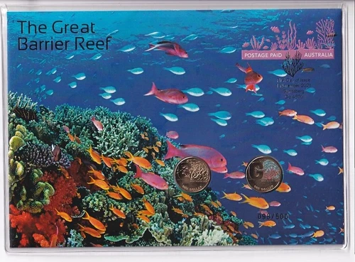 AUSTRALIA PNC: 2021 2x $1 THE GREAT BARRIER REEF LIMITED EDITION - COLOURED COIN