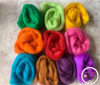 Heidifeathers  Merino Filzwolle 'Jelly Bean Mix' Nadelfilzen Nassfilzen