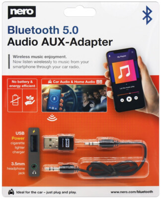 Nero Bluetooth 5.0 Audio AUX-Adapter ( z.B. für KFZ / Auto, Hifi-Anlage, etc.)