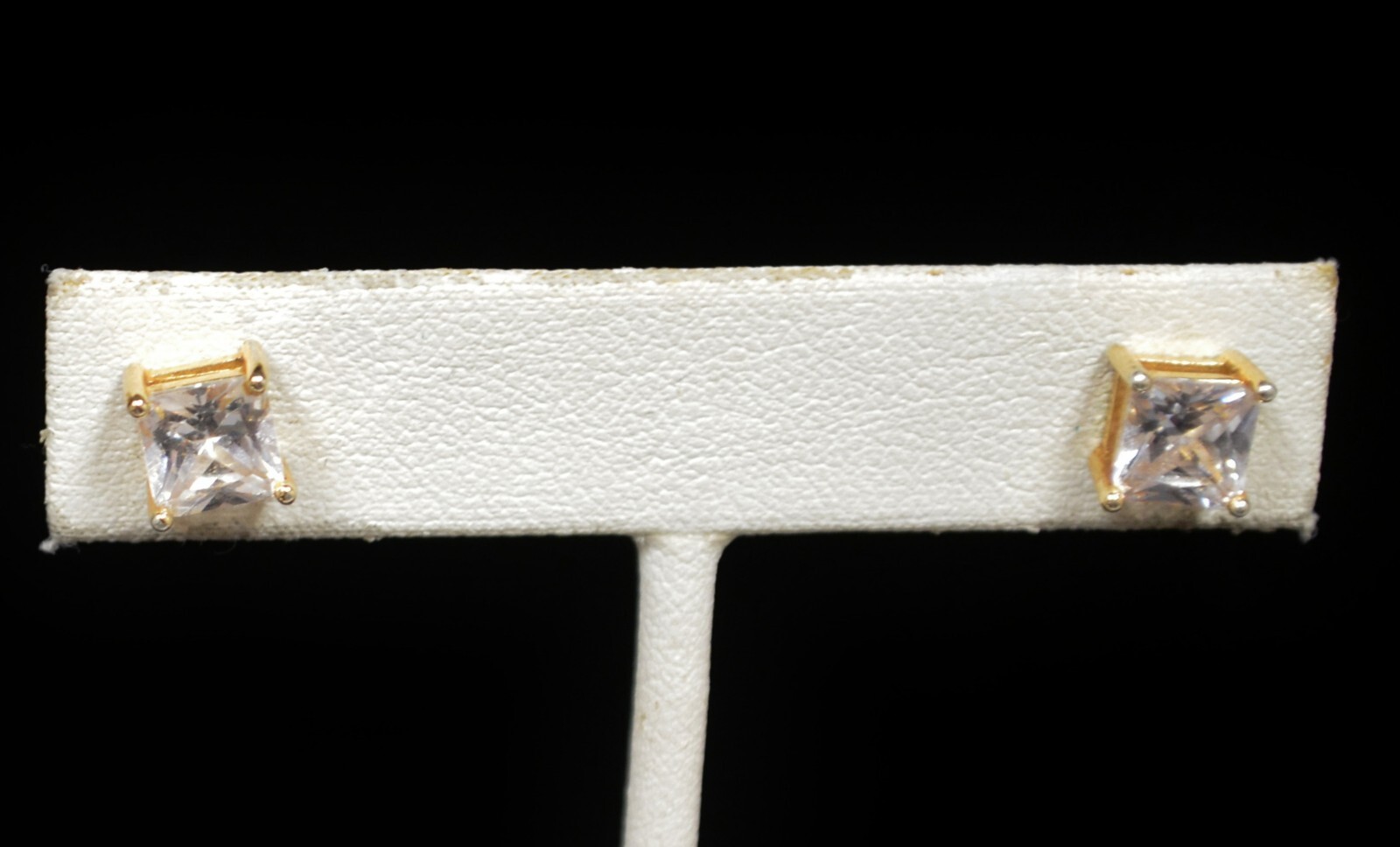 Sterling Silver Square Clear Gem Stud Earrings #F… - image 1