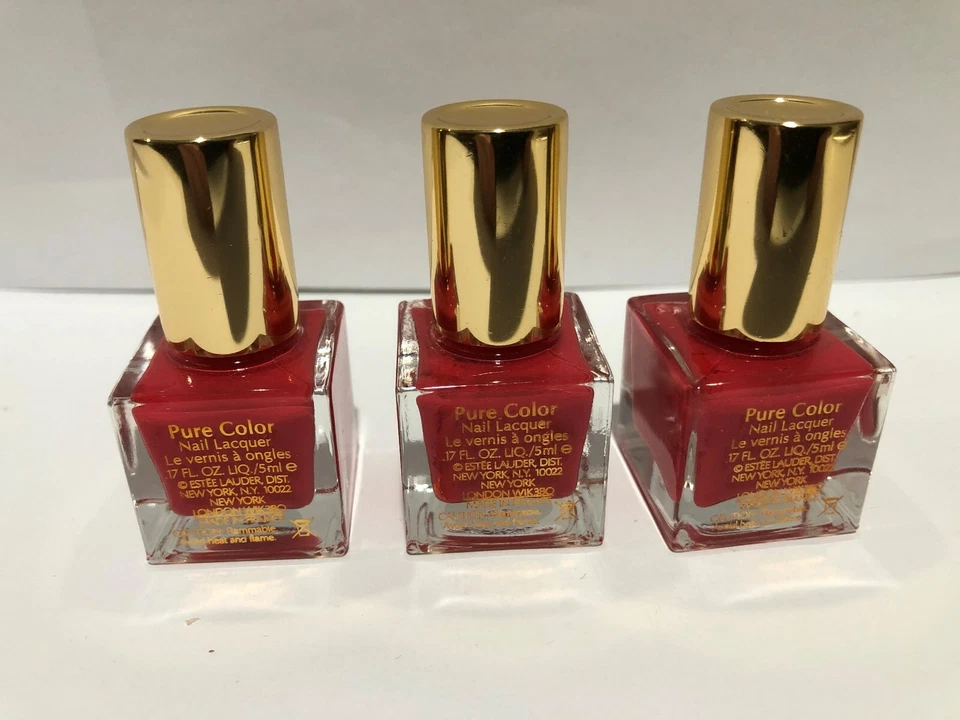3 件 ESTEE LAUDER 纯色 NAIL LACQUER 10 热珊瑚 0.17 盎司每件 100% 正品 — 第 2/3 张图片
