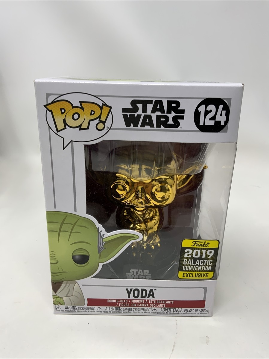 Funko Pop! Star Wars Yoda 124 Gold Chrome 2019 Galactic Con