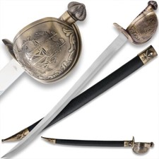 Pirate Cutlass Saber  22" Stainless Steel Blade  Pirate Artwork Accents