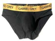 New GABRIEL GREY Mens Black  Rayon Spandex Hip Bikini Brief Underwear sz M