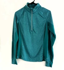 Danskin Now Semi-Fitted Teal Dri More 1/4 Zip 2 Tone Activewear Shirt Size Small