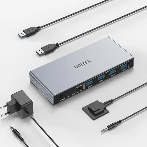 USB 3.0 HDMI KVM Switch 1 Monitor 2 Computers 8K@60Hz with 4 USB Ports