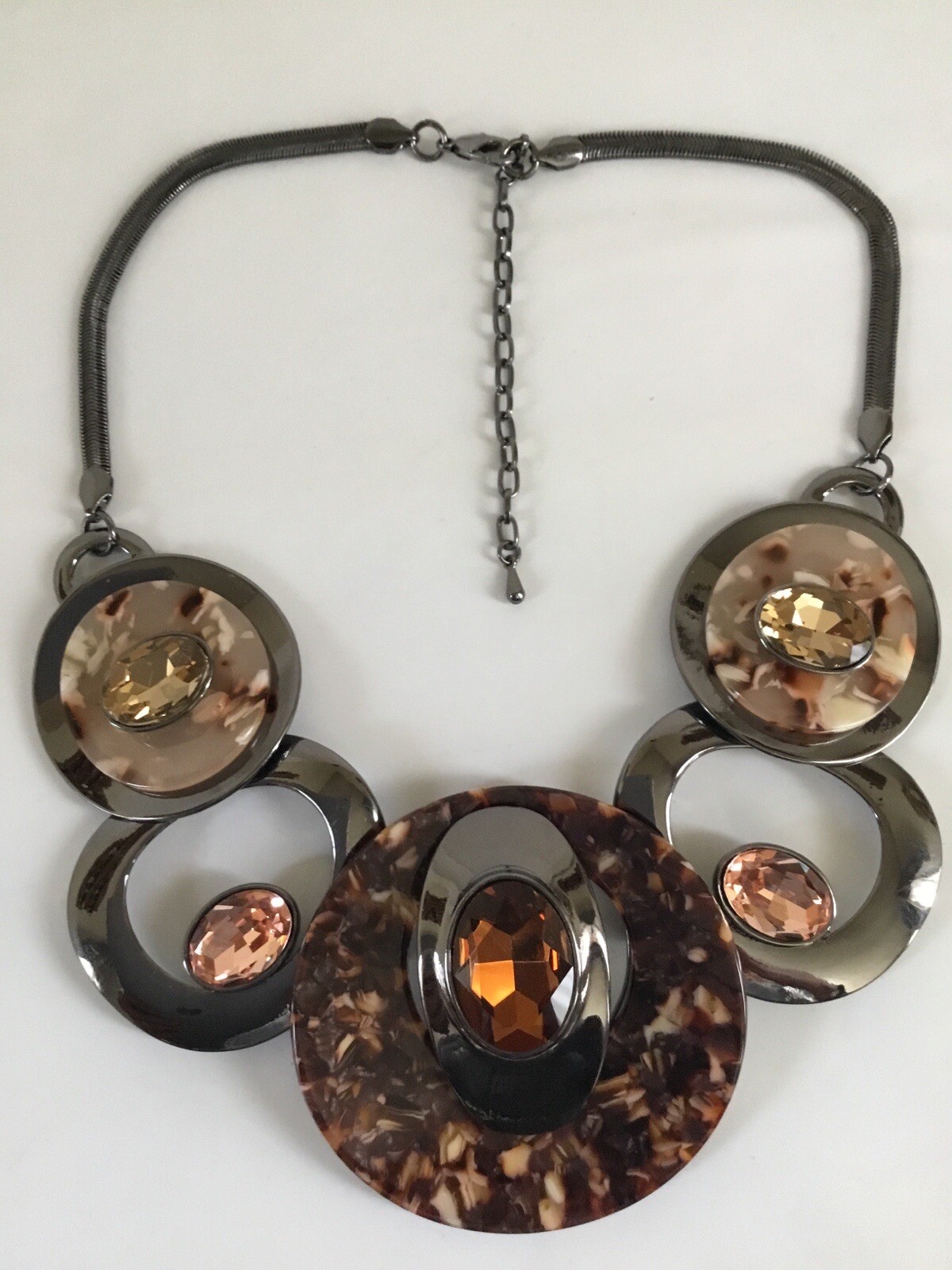 Circular Statement Necklace Rhinestones  Acrylic … - image 1