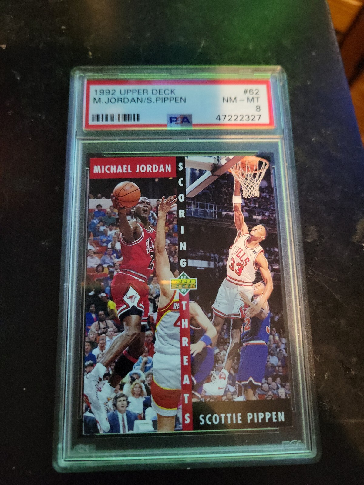 1992 Upper Deck #62 Michael Jordan Scottie Pippen HOF PSA 8 NM-MT