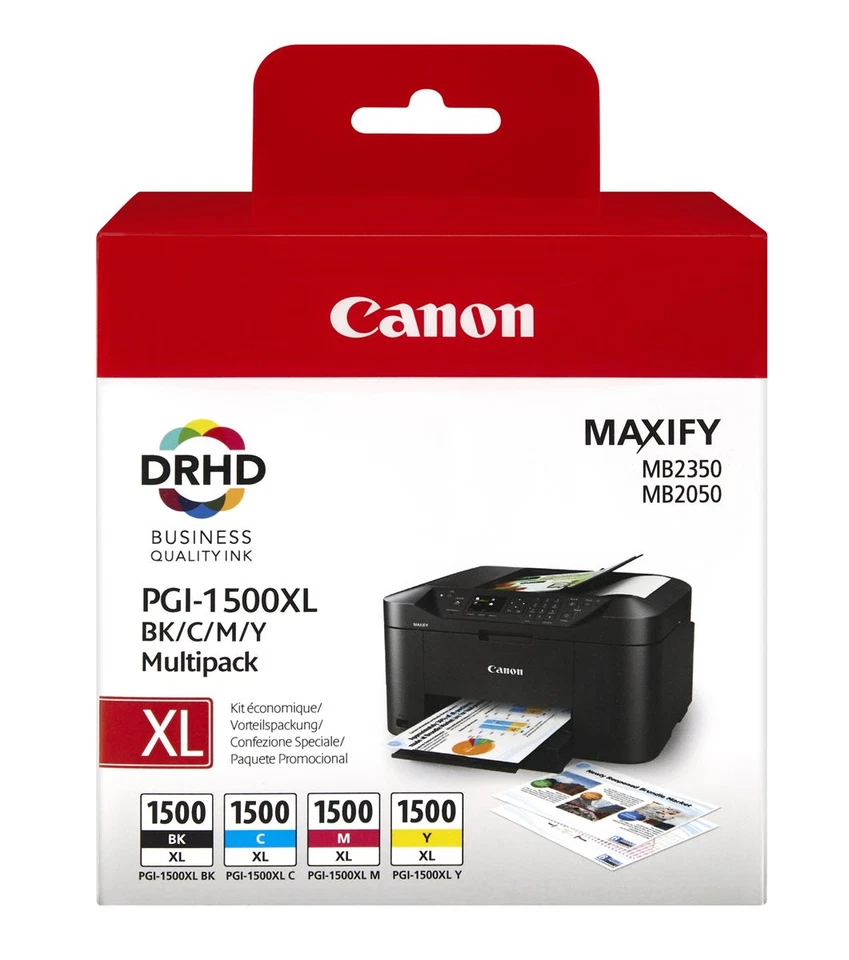 PACK 4 CARTOUCHEs CANON PGI-1500XL / multi pgi 1500xl noire + cyan magenta jaune - Photo 1/1