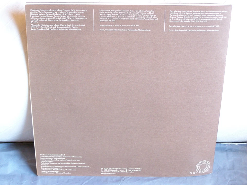 J.S. Bach Mass in B-Minor Auger Hamari Schone Rilling German Edition FINE & RARE - Image 3 of 4