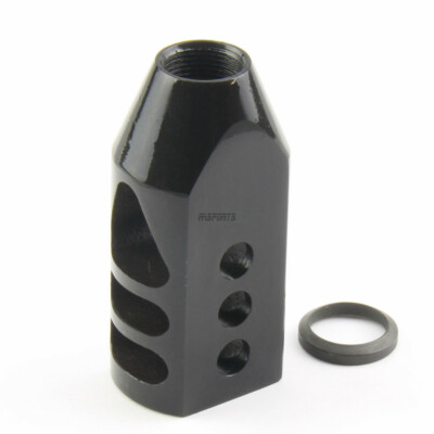 Black Tanker Style Muzzle Brake Triangular Baffl 5/8x24 Pitch for .308 /w washer