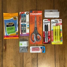 Office School Supplies (Fiskars Scissors, Sharpies, Highlighters, Bic Pens)