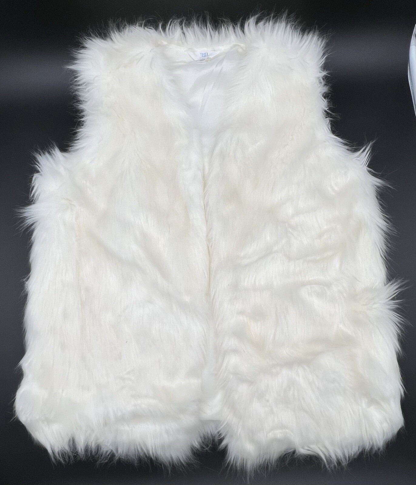 Time and Tru Womens Cream Faux Fur Vest Size Large Cozy Winter Style