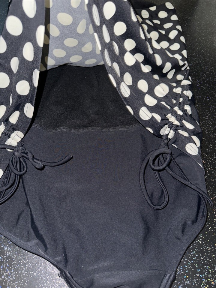 F&F SWIM BLACK WHITE SWIMSUIT Size 14 Halter Neck POLKA DOTS eBay