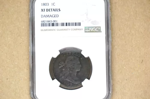 1803 Draped Bust Large Cent- NGC XF Details.  Damaged.  Nice Coin- light marks.