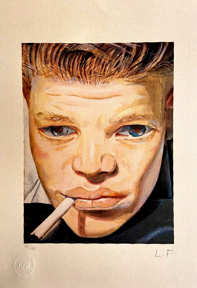 Sello limitado firmado numerado a mano original litografía de Lucian Freud Foto 2 de 4