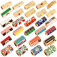 Fashion men's Women Evil Eye beads Tube Metal Brass Spacor beads Accessories