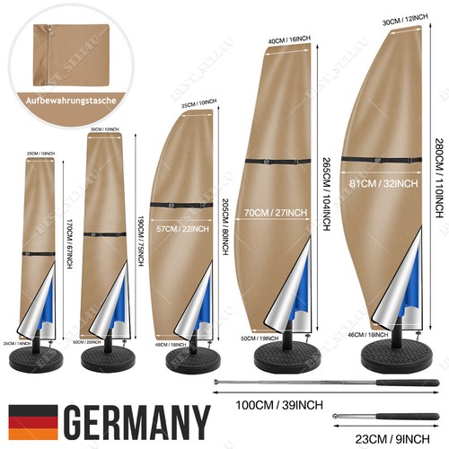 Abdeckung Sonnenschirm Schutzhülle Schirmhaube Marktschirm Ampelschirm Haube - Bild 13 von 40