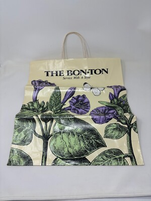 Vintage The Bon Ton Department Store Floral & Butterfly Paper Shopping Bag